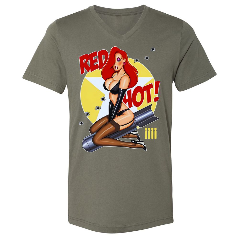 Unisex V-Neck T-Shirt - 5XTD7F13 - Military Green - 10