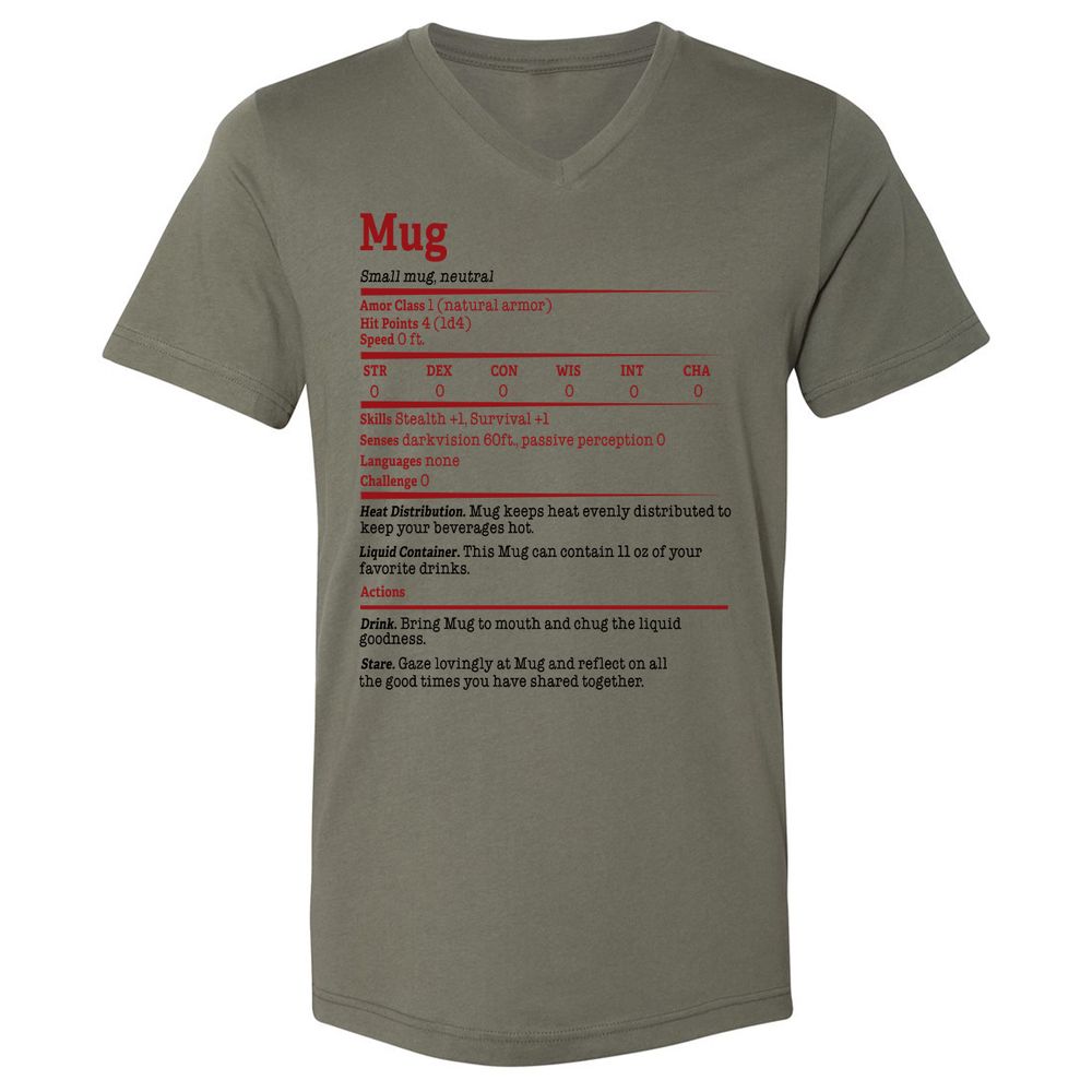 Unisex V-Neck T-Shirt - DF2N4QQJ - Military Green - 10