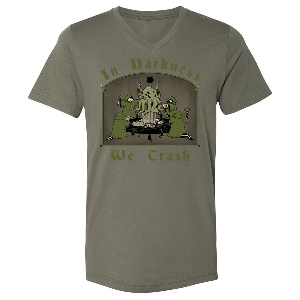 Unisex V-Neck T-Shirt - QNG7V1YQ - Military Green - 10