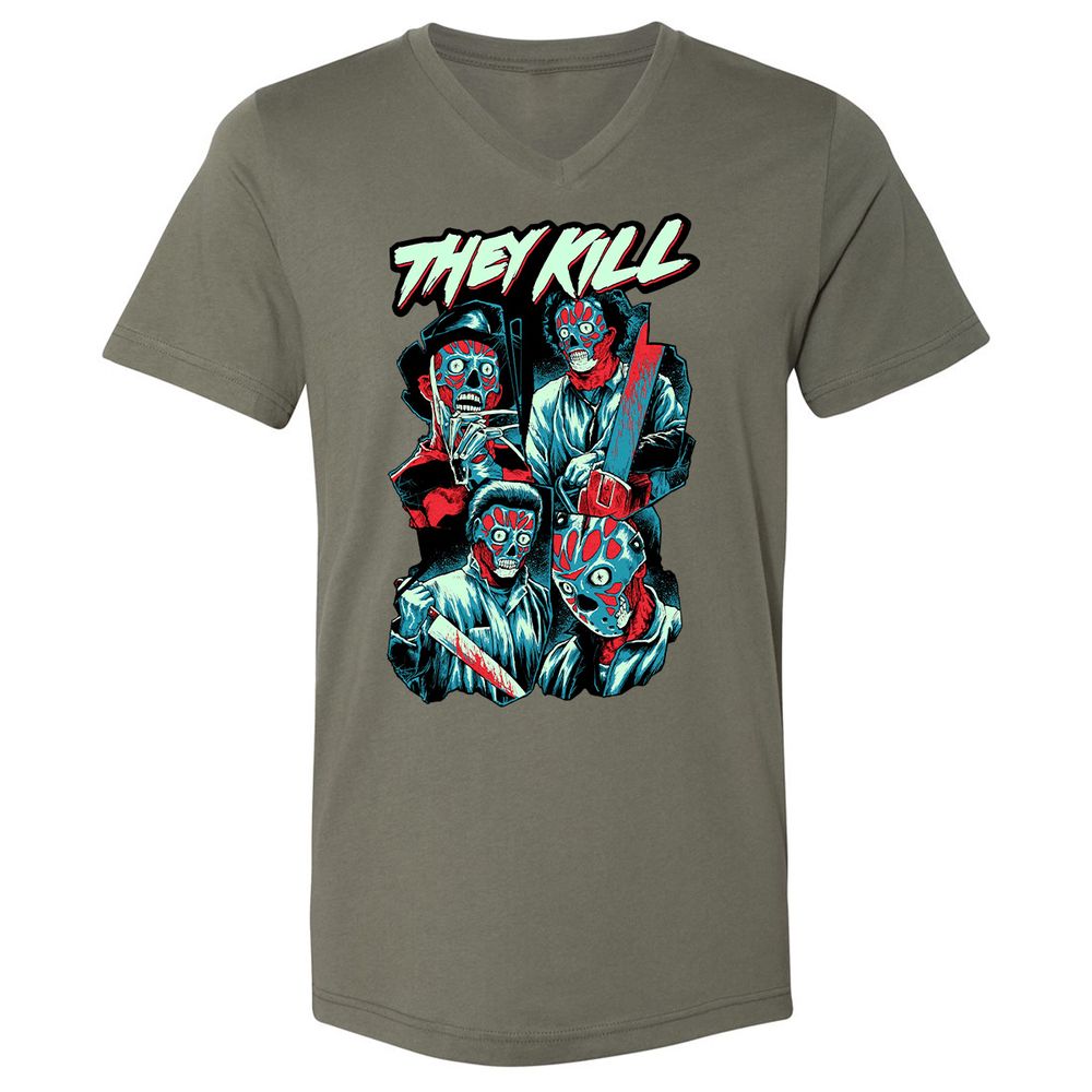 Unisex V-Neck T-Shirt - 4CUXCPYF - Military Green - 10
