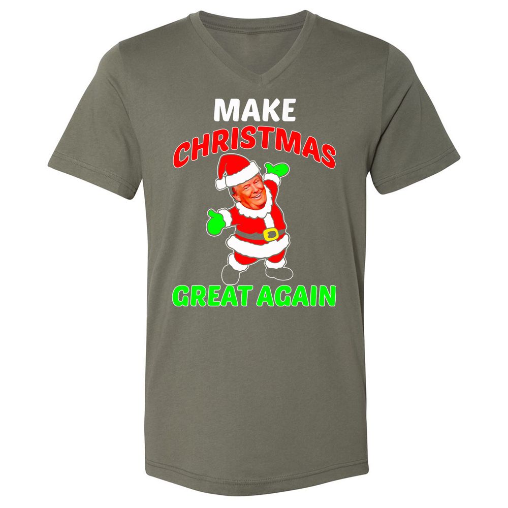 Unisex V-Neck T-Shirt - BJ3ZJHX2 - Military Green - 10