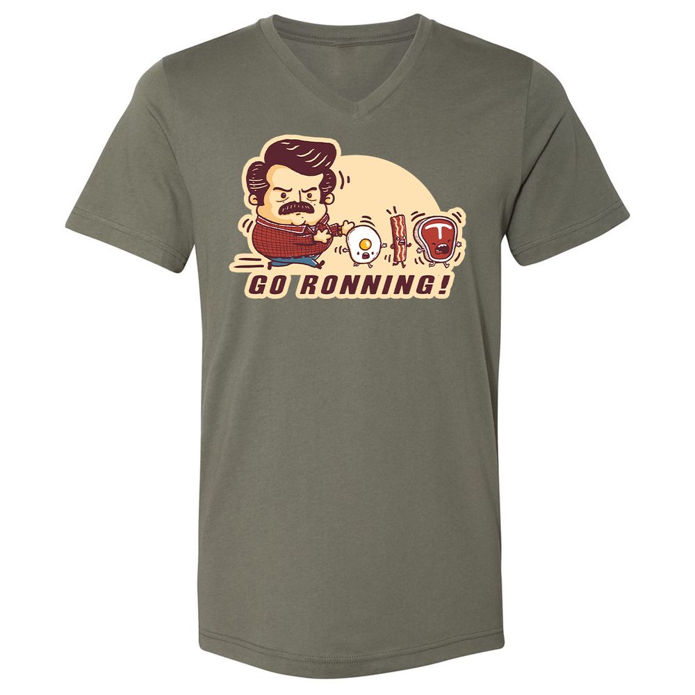 Unisex V-Neck T-Shirt - 47TZFM8T - Military Green - 10