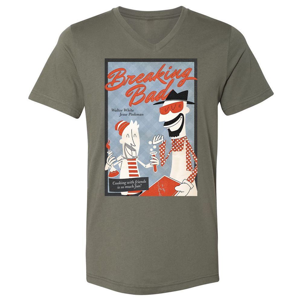 Unisex V-Neck T-Shirt - 3C5ZK7QT - Military Green - 10