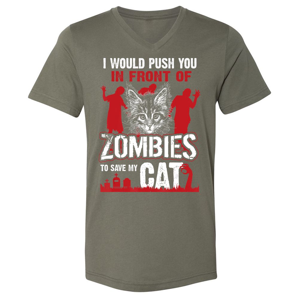 Unisex V-Neck T-Shirt - 77QDTDUV - Military Green - 10