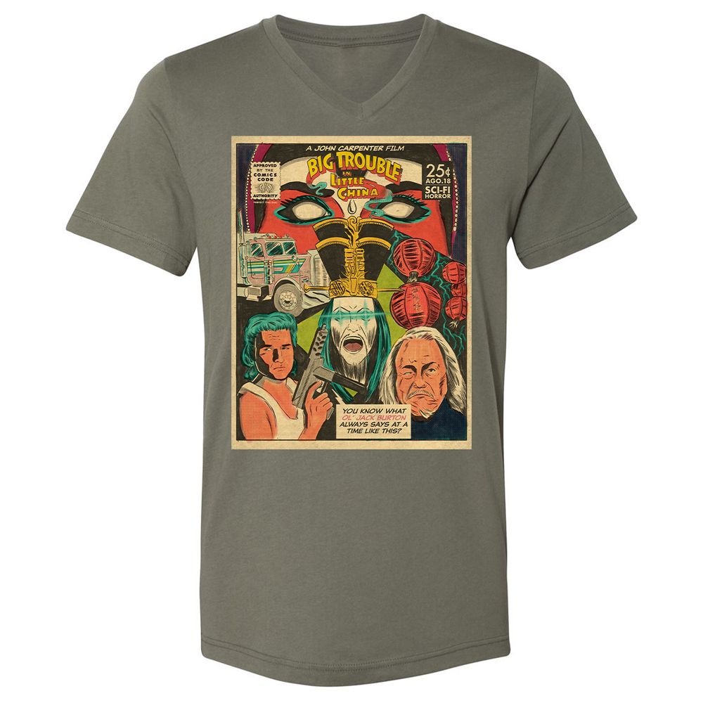 Unisex V-Neck T-Shirt - XYU8TWD1 - Military Green - 10