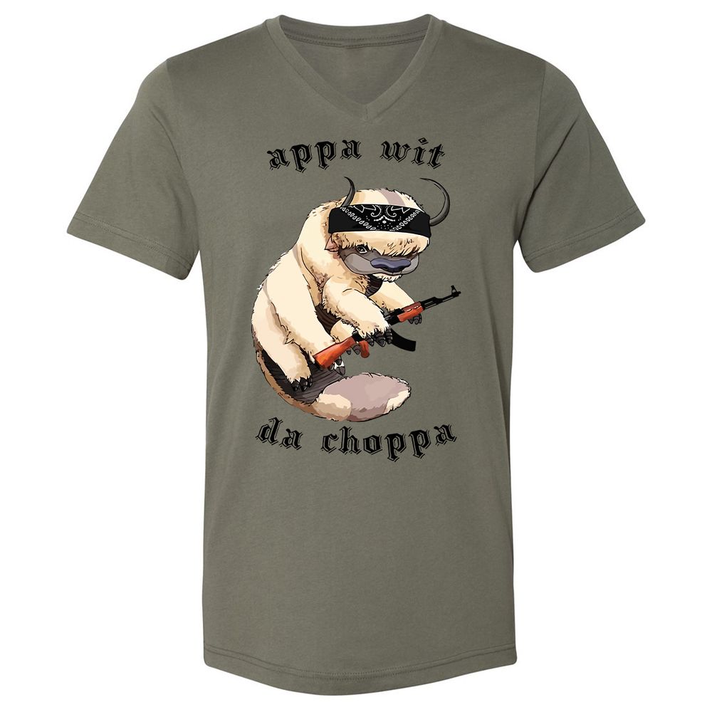 Unisex V-Neck T-Shirt - HJMVTPTS - Military Green - 10