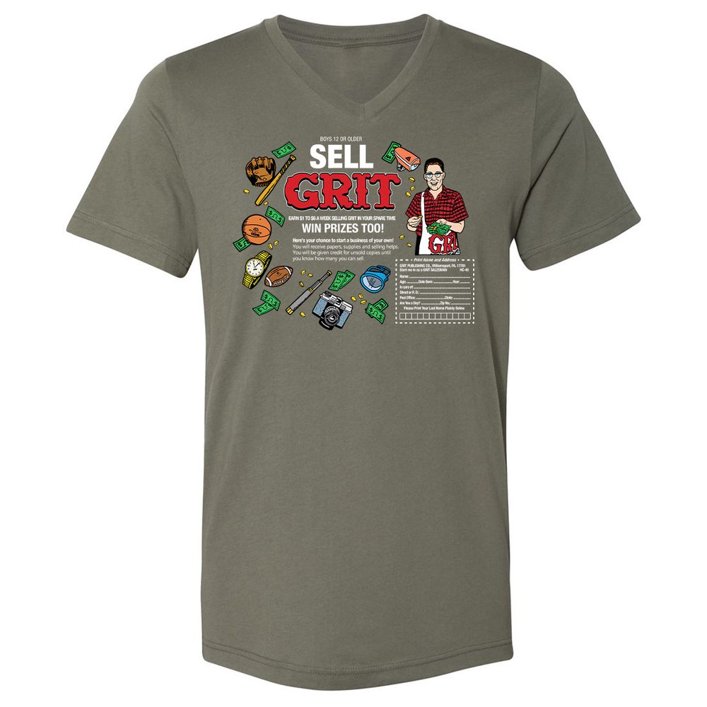 Unisex V-Neck T-Shirt - LFSNR9KZ - Military Green - 10