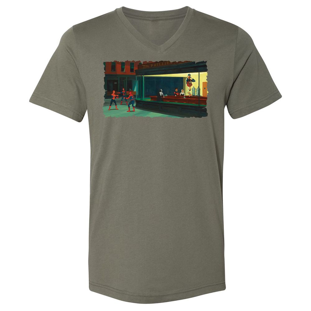 Unisex V-Neck T-Shirt - 7KHMLFJZ - Military Green - 10