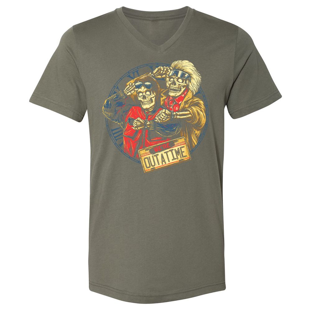 Unisex V-Neck T-Shirt - AG6XJLH8 - Military Green - 10