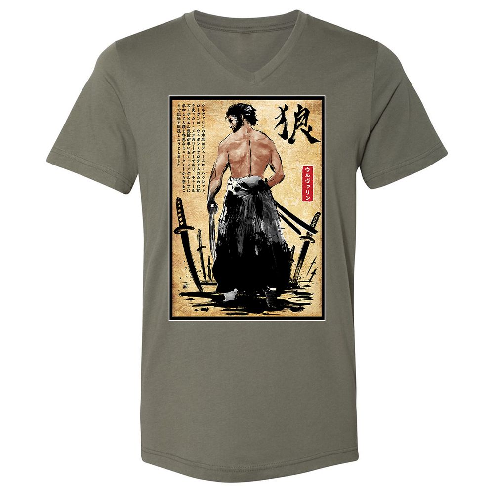 Unisex V-Neck T-Shirt - F78XUM95 - Military Green - 10