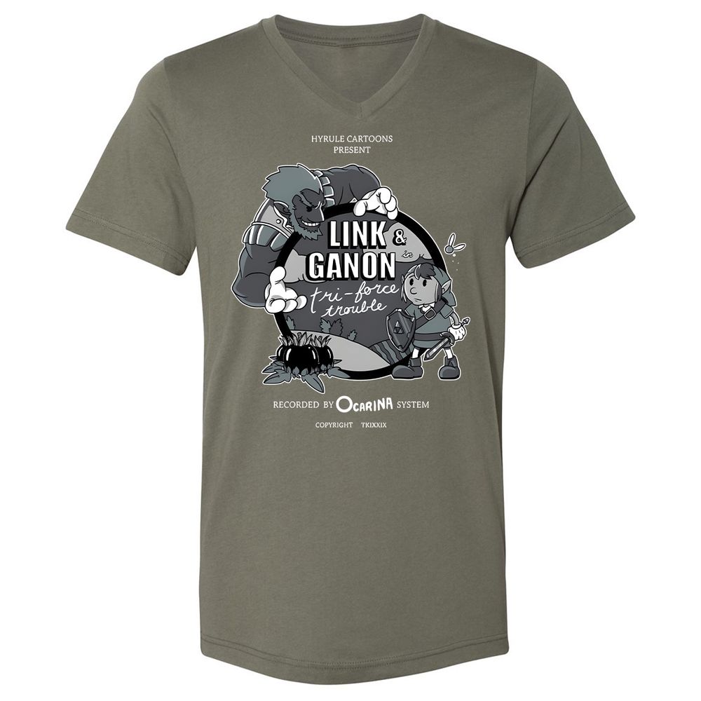 Unisex V-Neck T-Shirt - R5CWJQP9 - Military Green - 10