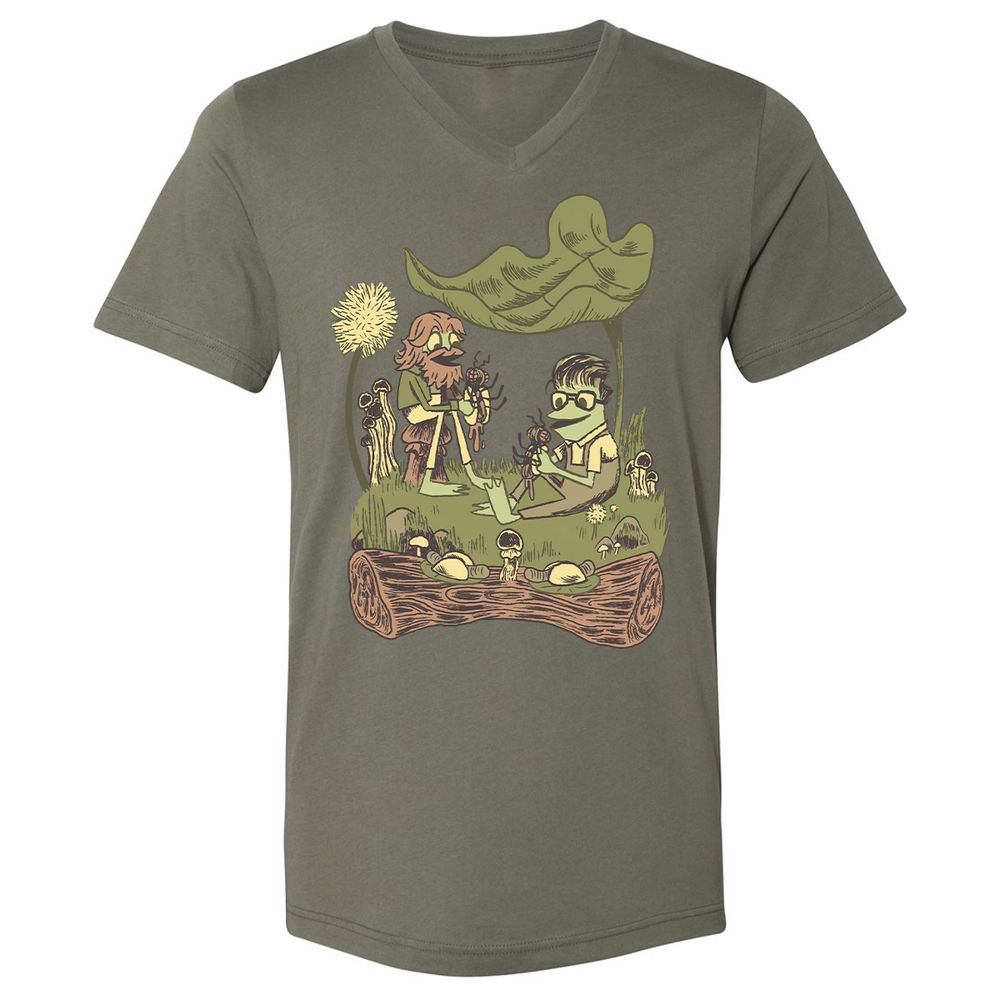 Unisex V-Neck T-Shirt - Q6UU7LTZ - Military Green - 10