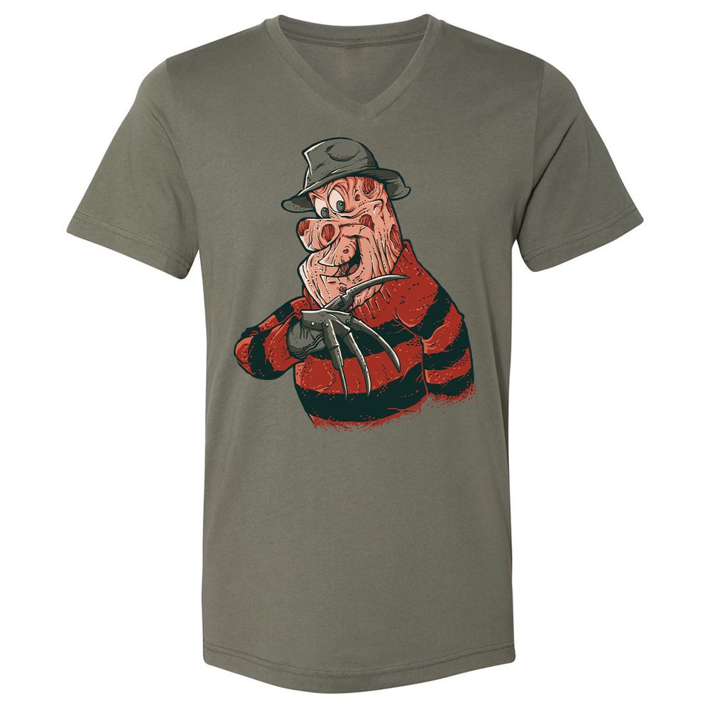 Unisex V-Neck T-Shirt - 45D2U3JH - Military Green - 10