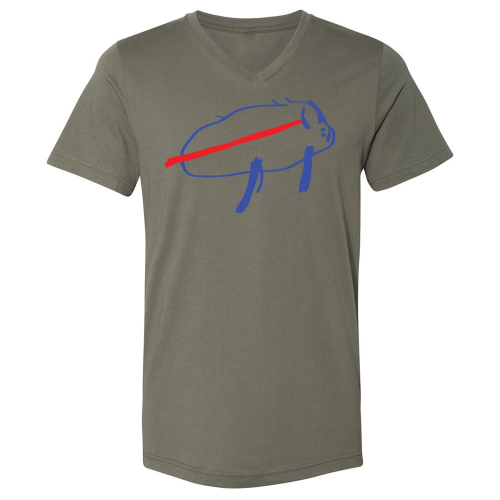 Unisex V-Neck T-Shirt - 7375CYQ4 - Military Green - 10
