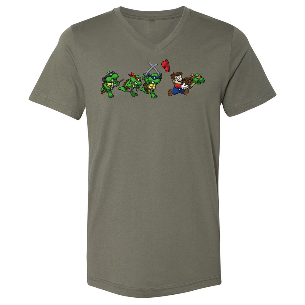 Unisex V-Neck T-Shirt - ELFBWU2L - Military Green - 10