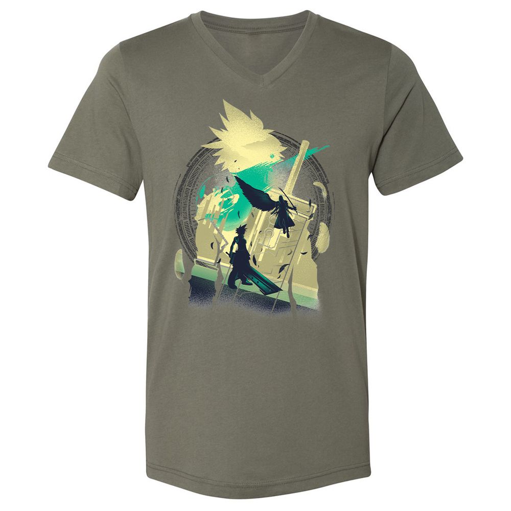 Unisex V-Neck T-Shirt - ZB9JHKPF - Military Green - 10