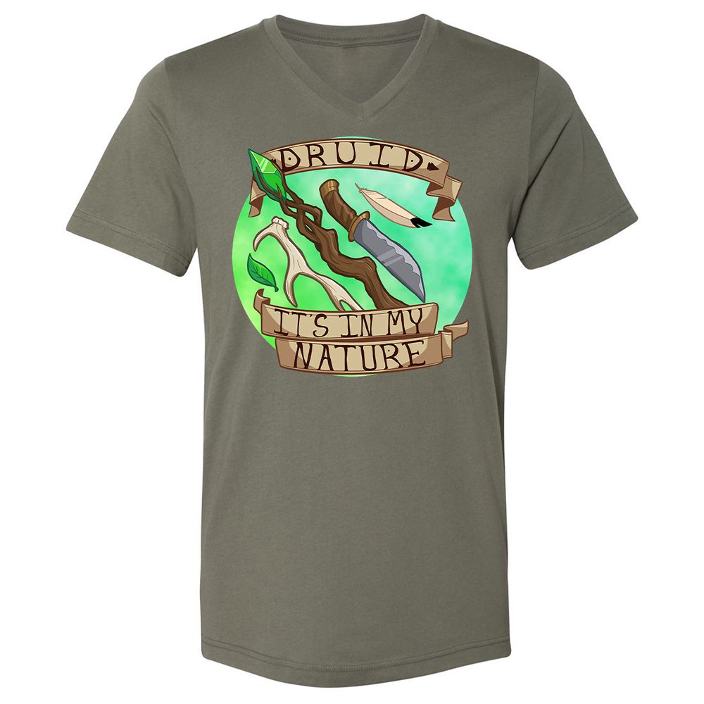 Unisex V-Neck T-Shirt - FEFQDBG5 - Military Green - 10