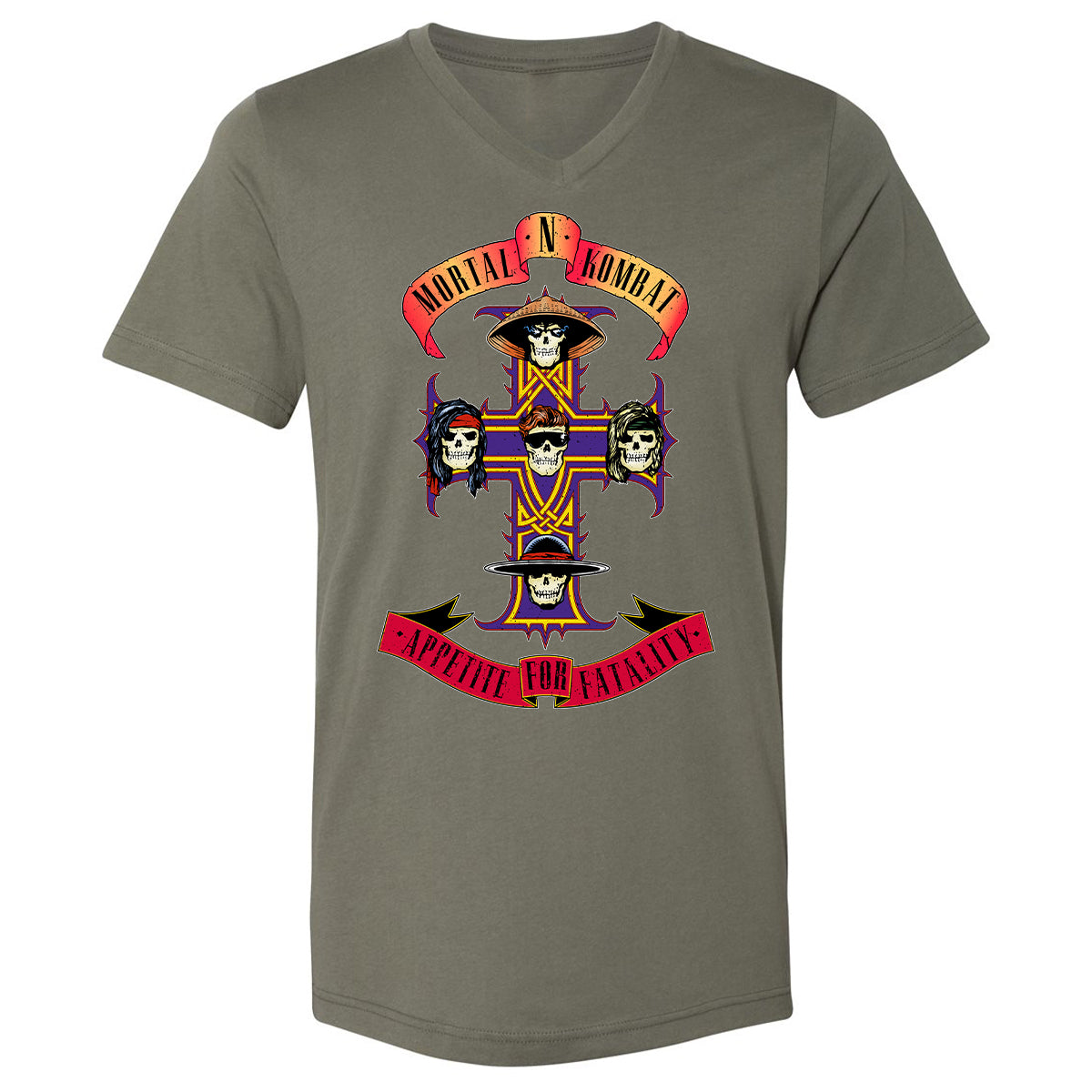 Unisex V-Neck T-Shirt - EB1QCC9P - Military Green - 10