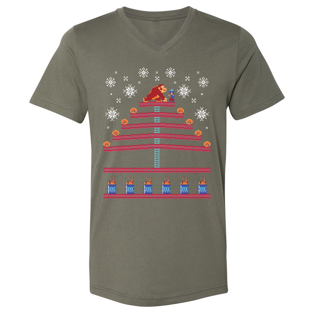 Unisex V-Neck T-Shirt - KQKNH9ZD - Military Green - 10