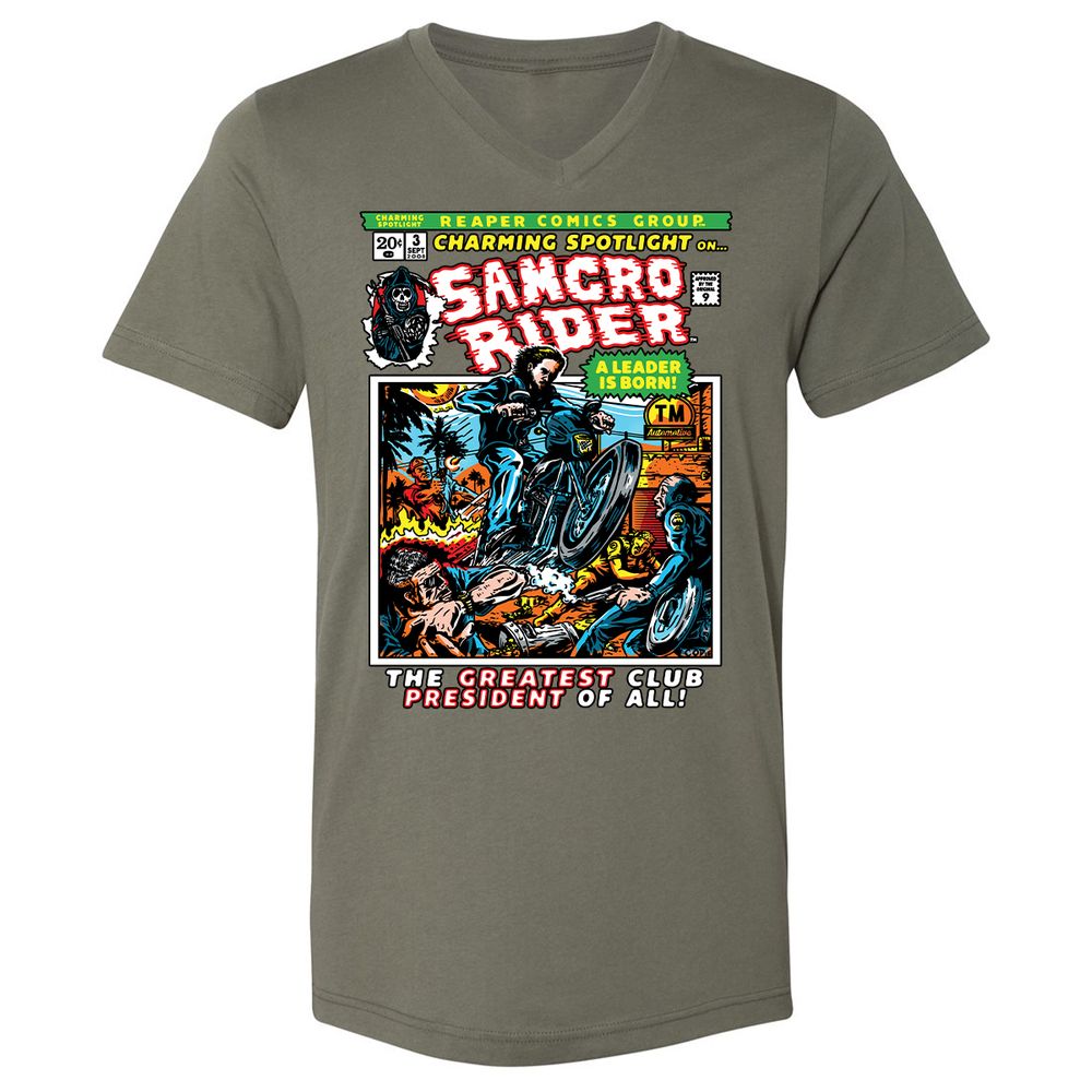 Unisex V-Neck T-Shirt - LMKD1167 - Military Green - 10