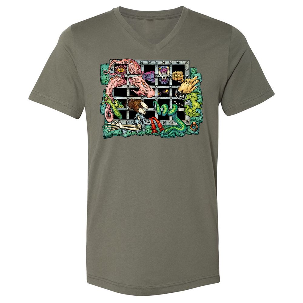 Unisex V-Neck T-Shirt - AGU3Q67Q - Military Green - 10