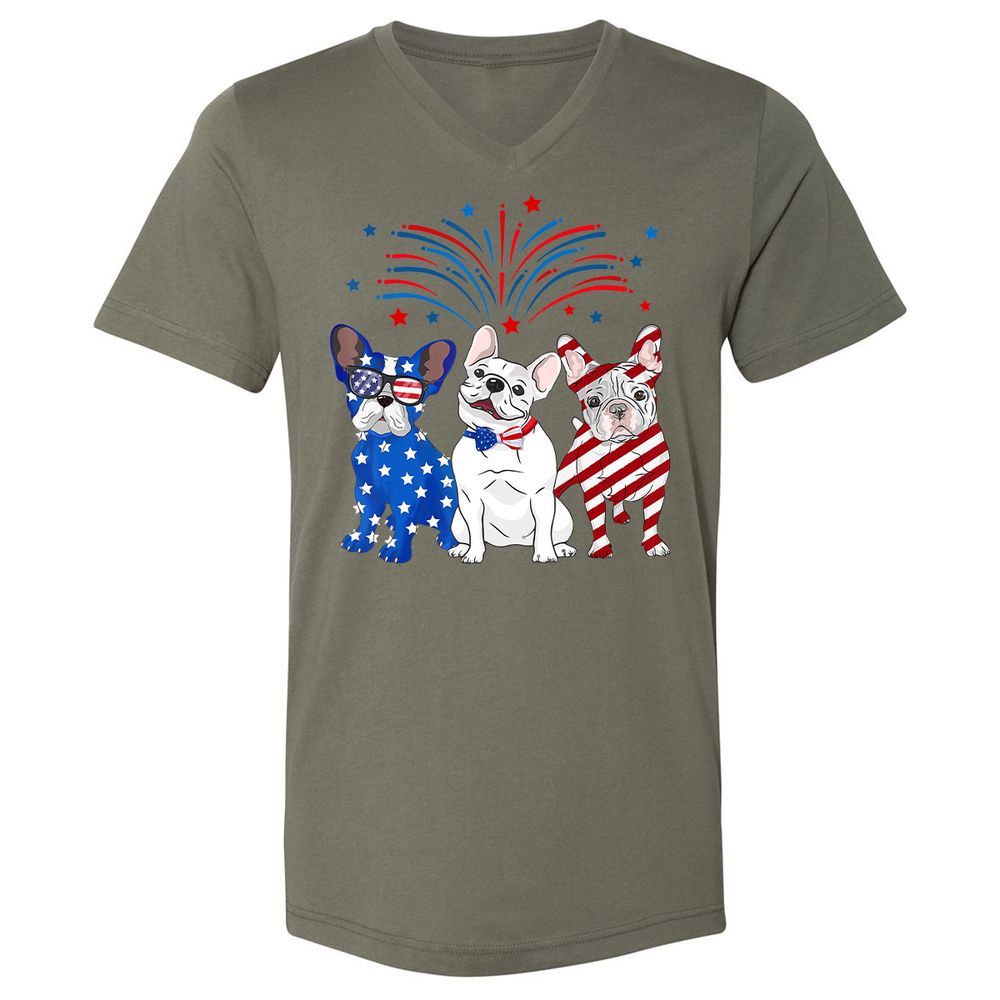 Unisex V-Neck T-Shirt - 35XKGDM8 - Military Green - 10