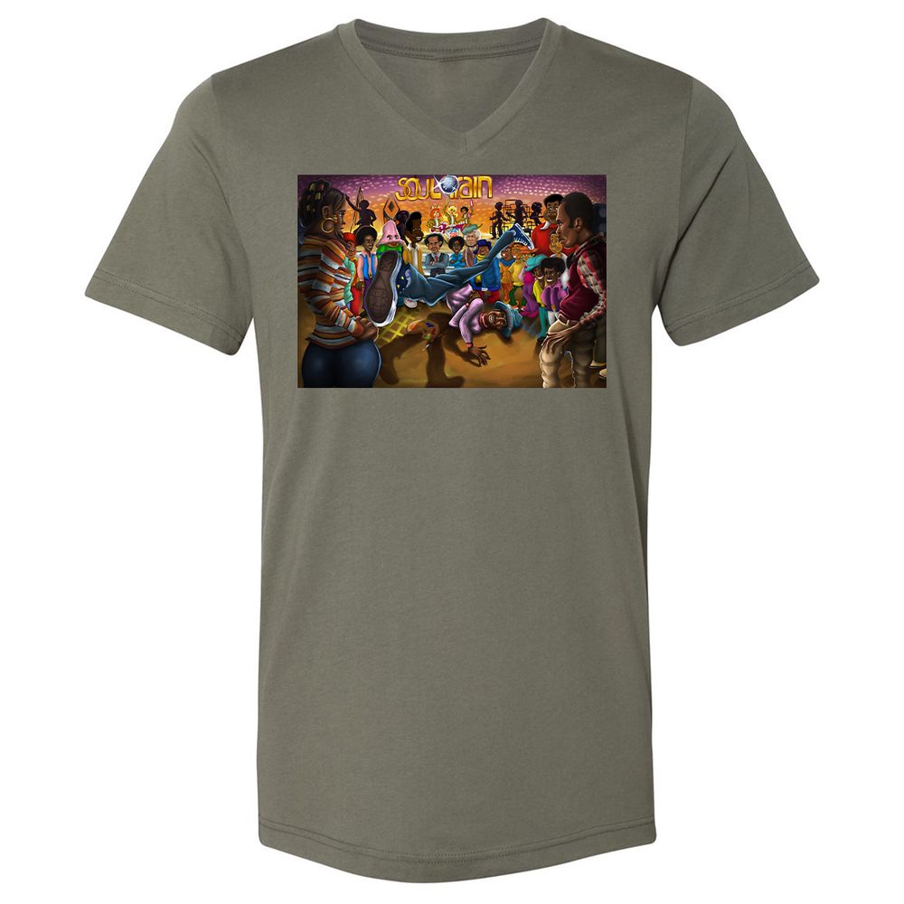 Unisex V-Neck T-Shirt - F7JFF4ZY - Military Green - 10