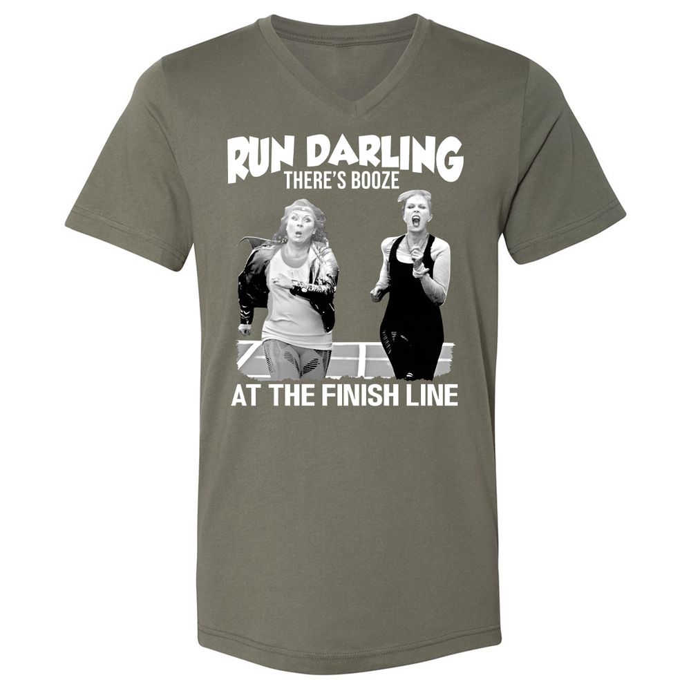 Run Darling Unisex V-Neck T-Shirt - Military Green - 10