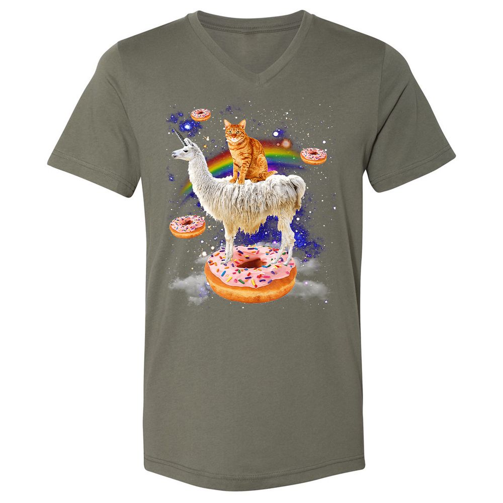 Unisex V-Neck T-Shirt - 4SMALEQW - Military Green - 10