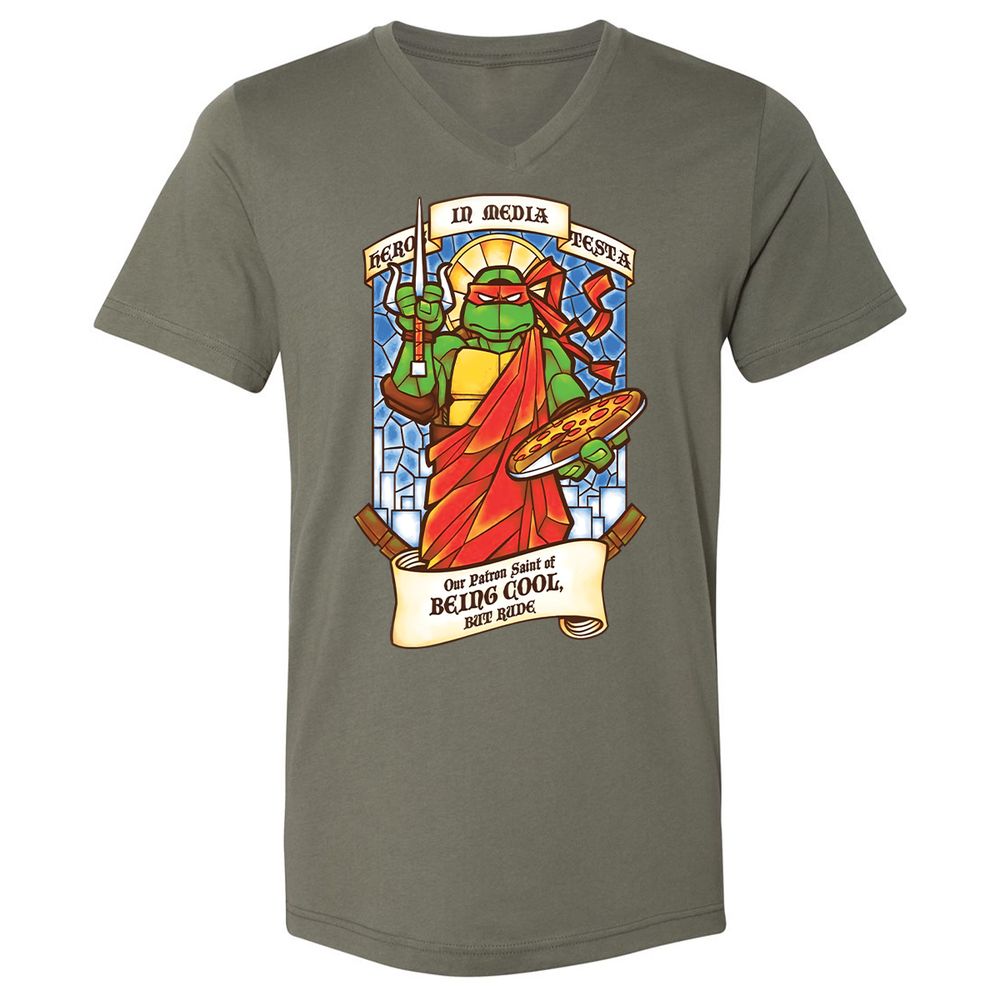 Unisex V-Neck T-Shirt - Y6FLAE1C - Military Green - 10