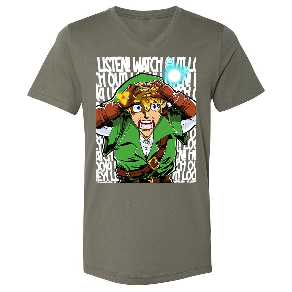 Unisex V-Neck T-Shirt - EY6E5ZQP - Military Green - 10
