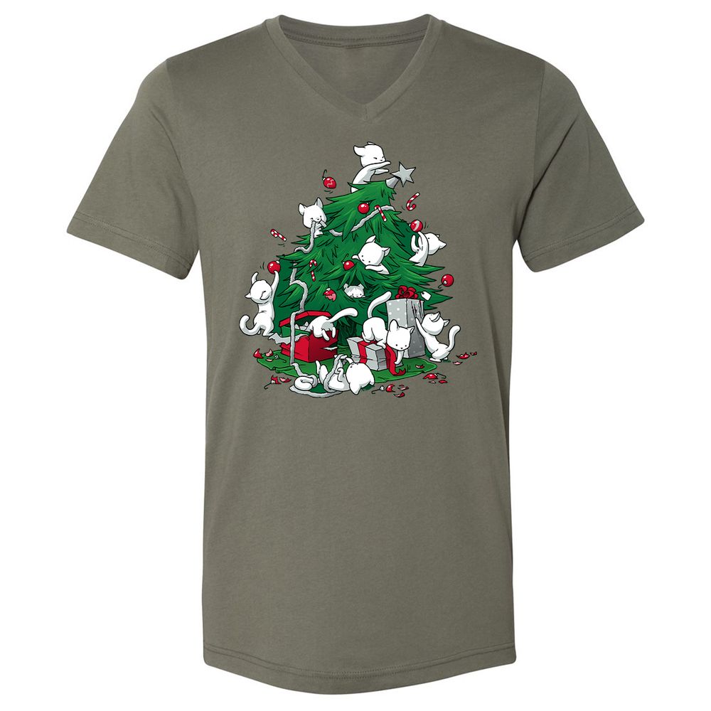 Unisex V-Neck T-Shirt - QZ5ZDD4R - Military Green - 10