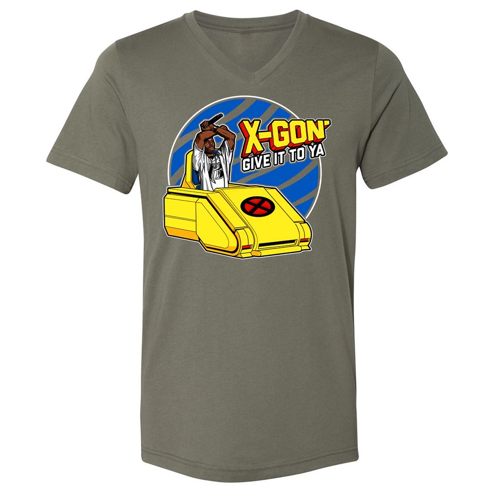 Unisex V-Neck T-Shirt - ZE6WX3FP - Military Green - 10