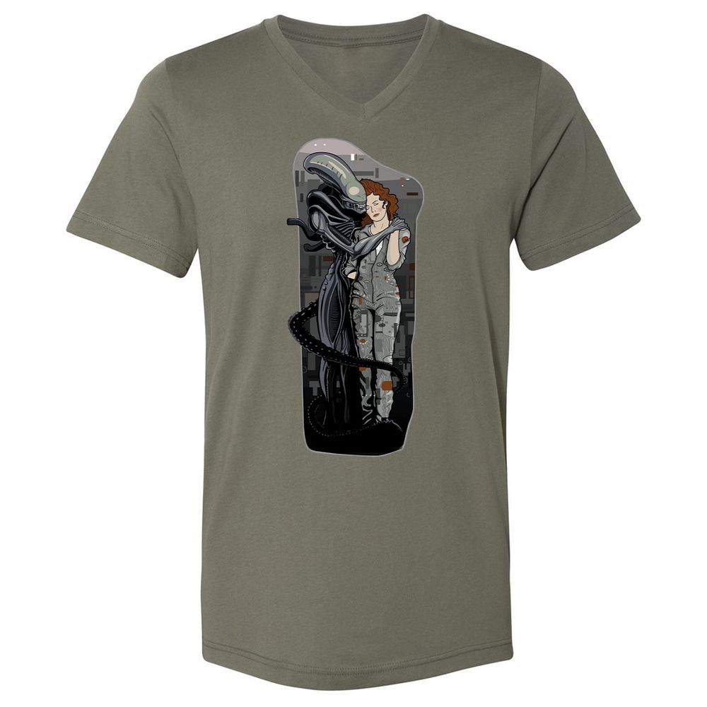 Unisex V-Neck T-Shirt - R4KUAQ4D - Military Green - 10