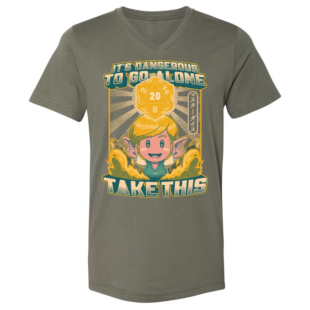 Unisex V-Neck T-Shirt - 8BF4HHJ8 - Military Green - 10