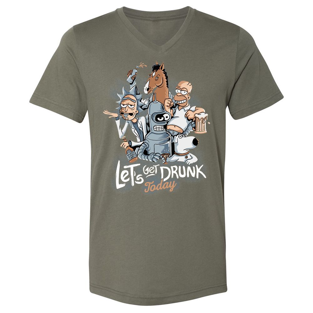 Unisex V-Neck T-Shirt - 7X55F3FL - Military Green - 10