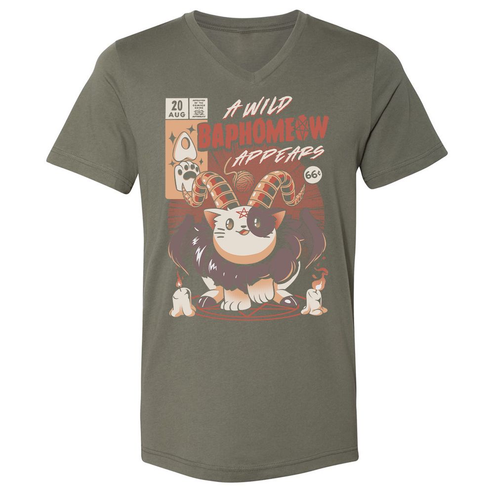 Unisex V-Neck T-Shirt - EWYJYKH8 - Military Green - 10