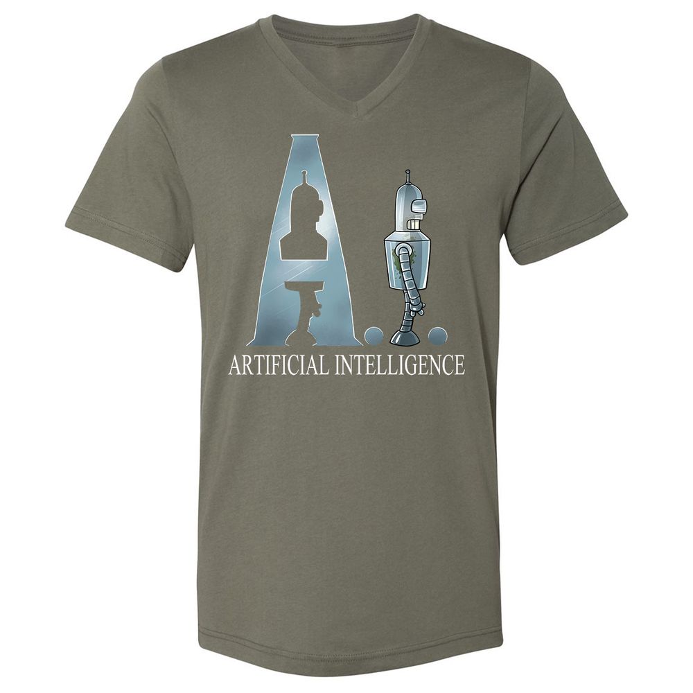 Unisex V-Neck T-Shirt - VZ78RP54 - Military Green - 10