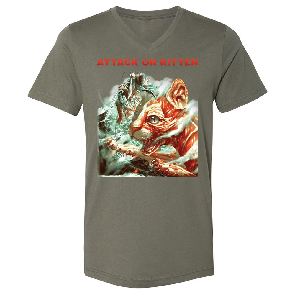 Unisex V-Neck T-Shirt - YSMT8Z6F - Military Green - 10