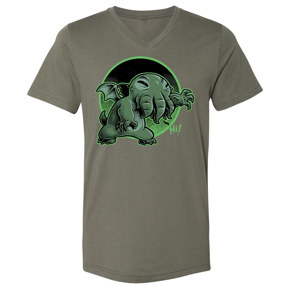 Unisex V-Neck T-Shirt - H9DCGJQM - Military Green - 10