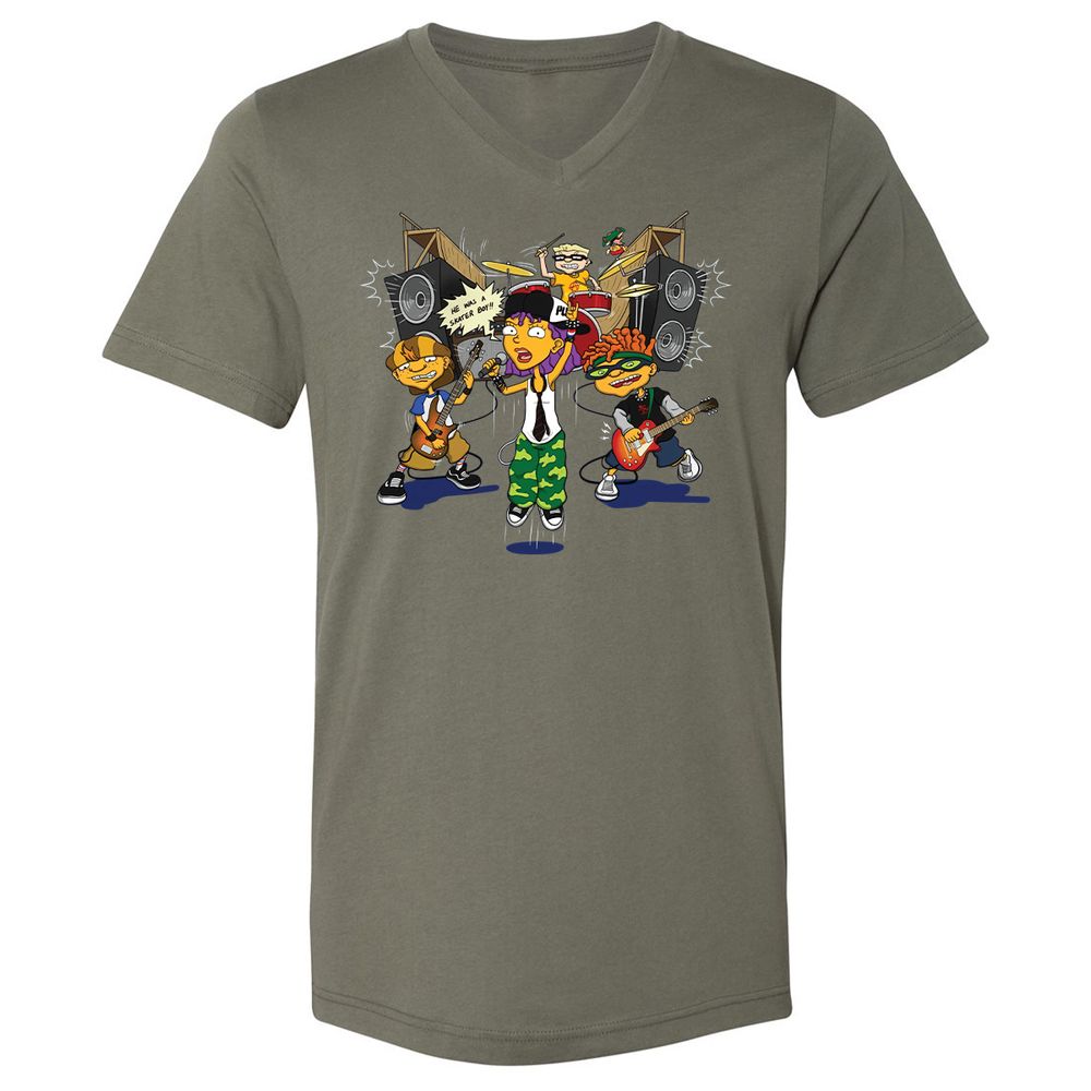 Unisex V-Neck T-Shirt - J887L9YZ - Military Green - 10