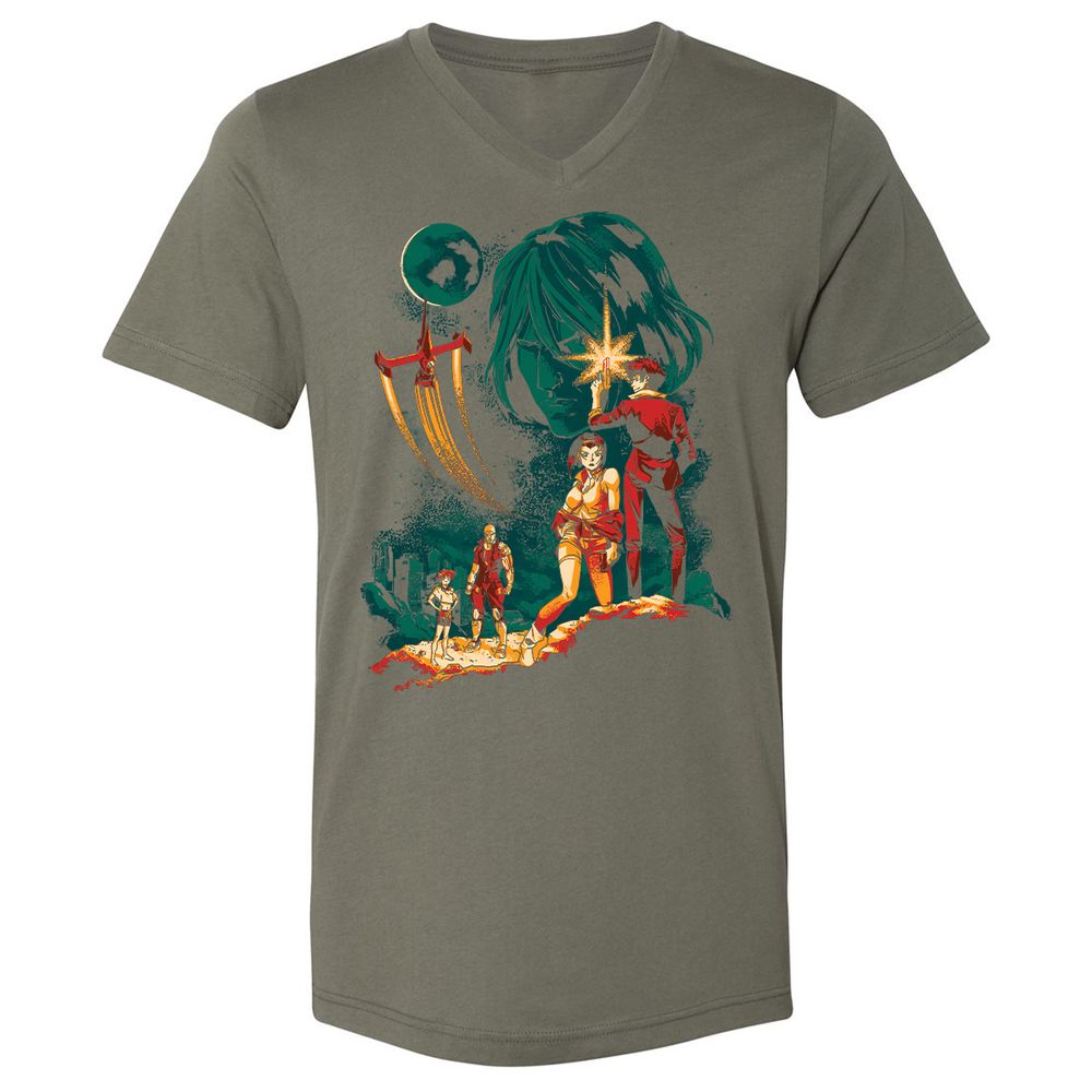 Unisex V-Neck T-Shirt - B1Q4WY5K - Military Green - 10