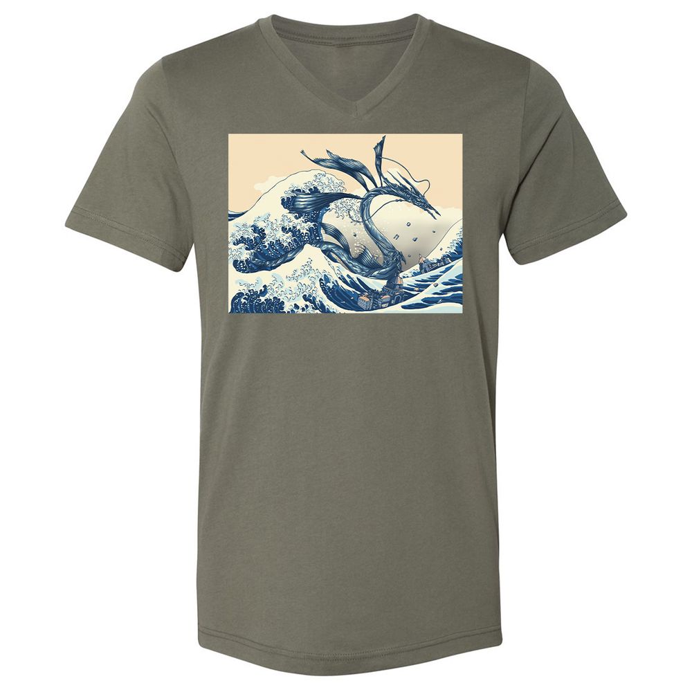 Unisex V-Neck T-Shirt - 6ASM7XRS - Military Green - 10