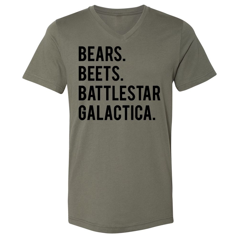 Unisex V-Neck T-Shirt - V7HFS8ZH - Military Green - 10