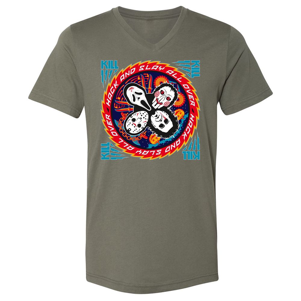 Unisex V-Neck T-Shirt - 3AHLFHV7 - Military Green - 10