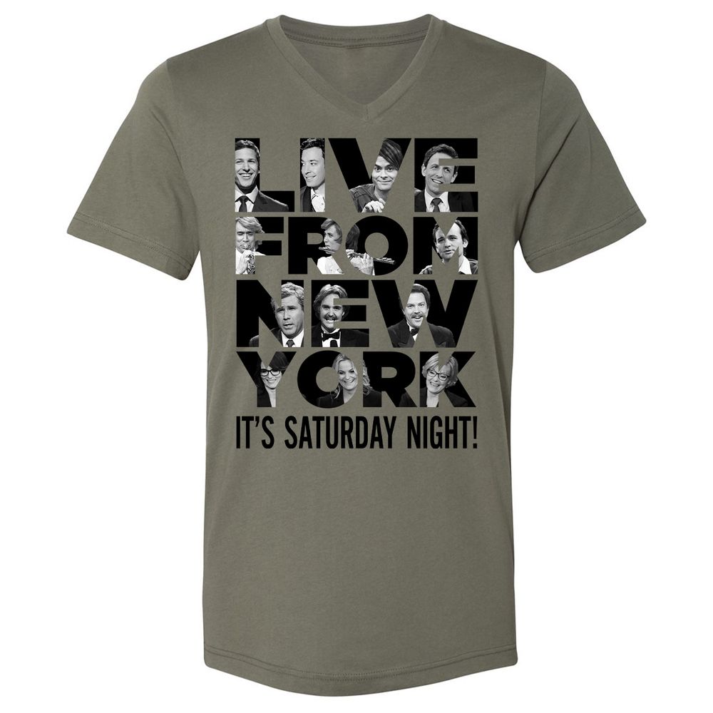 Unisex V-Neck T-Shirt - JQFS7Z9D - Military Green - 10