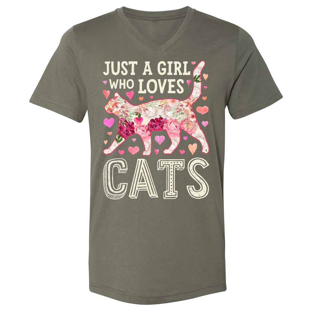 Unisex V-Neck T-Shirt - 7789KAG9 - Military Green - 10