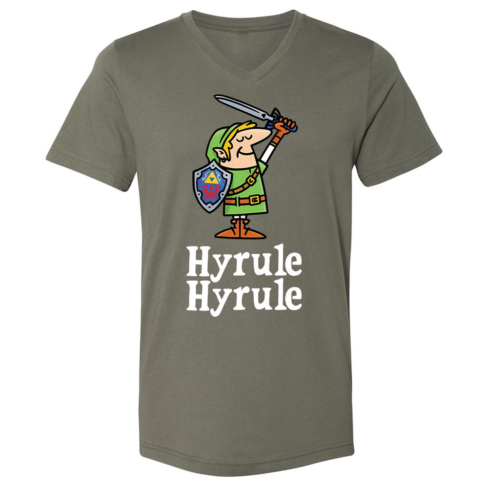 Unisex V-Neck T-Shirt - XAMQF8HW - Military Green - 10