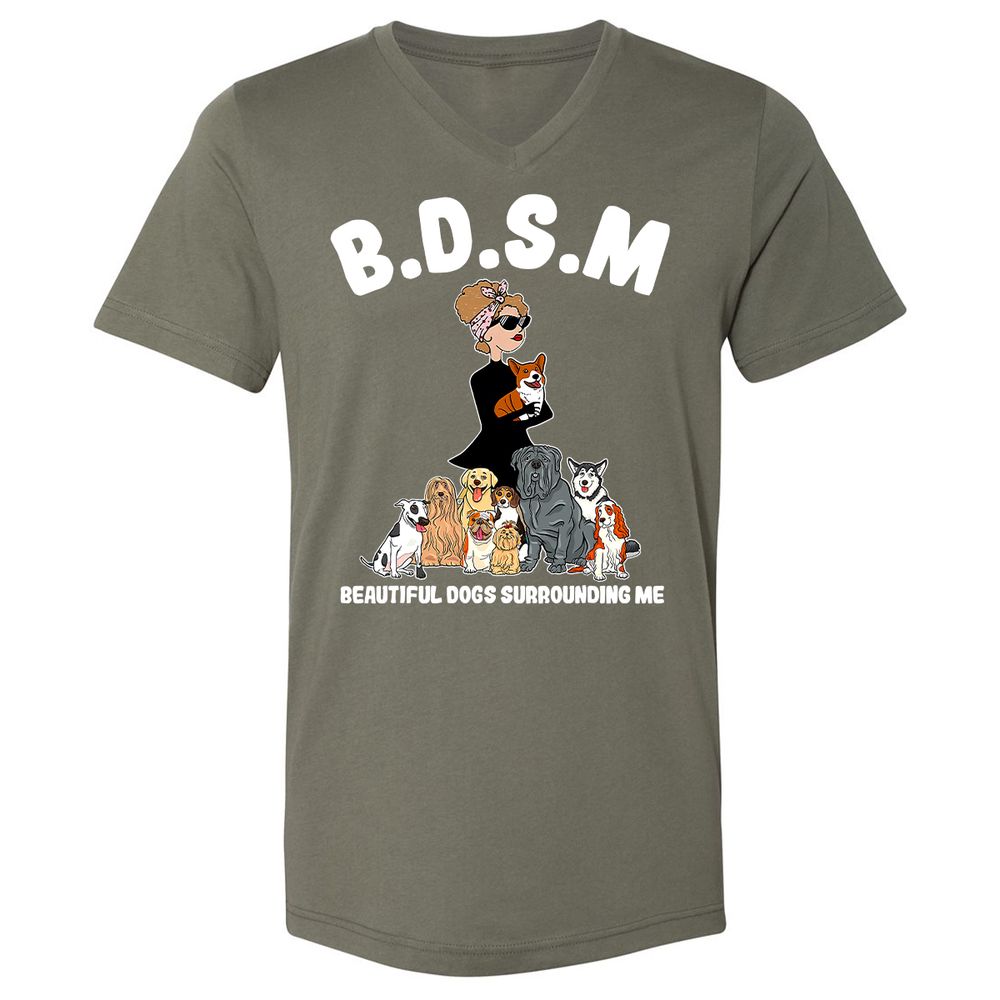 Unisex V-Neck T-Shirt - 3ZD9MFD7 - Military Green - 10