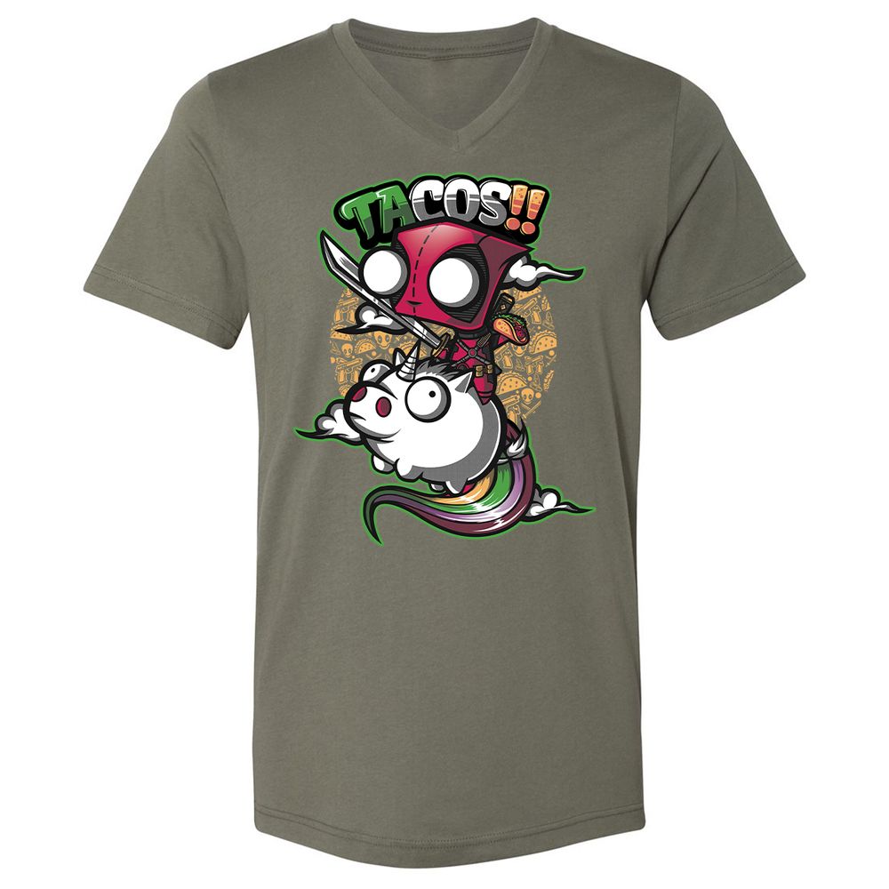 Unisex V-Neck T-Shirt - HBZCTNRH - Military Green - 10